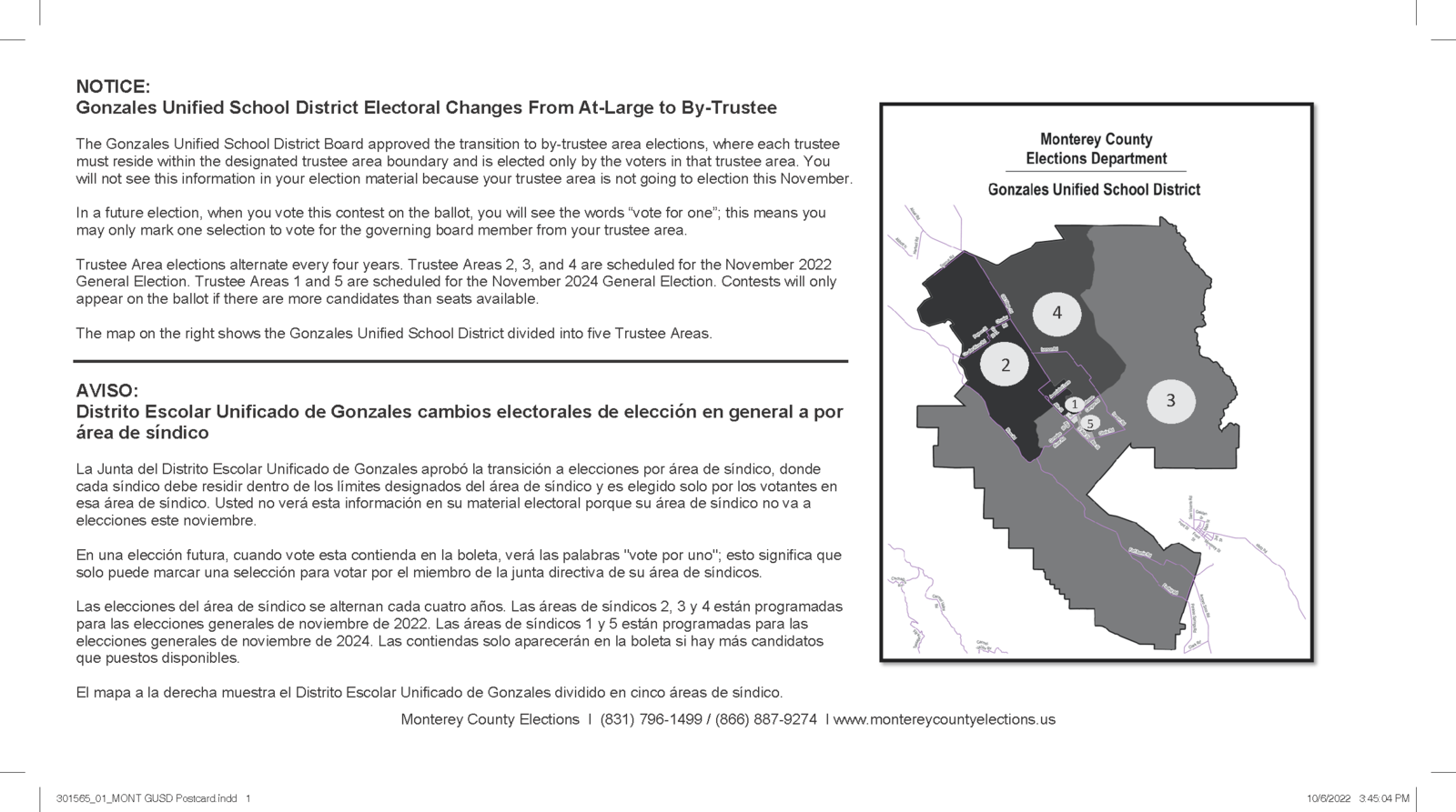 Gonzales Unified School District Redistricting Boundary Changes 1