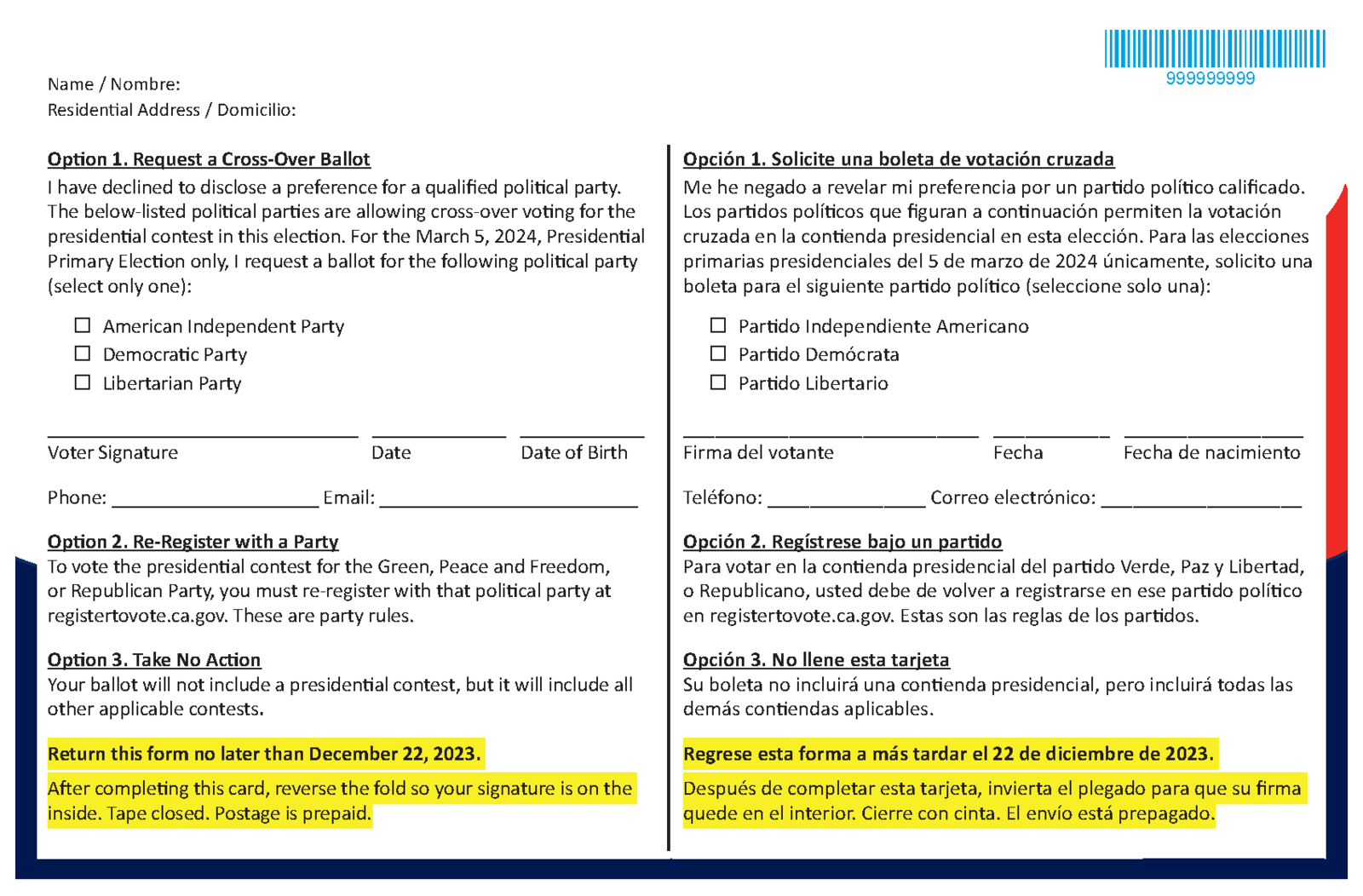 No Party Preference Crossover Card Side 4